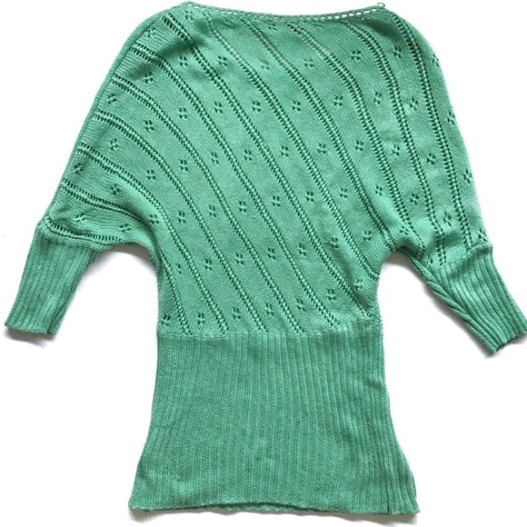 LOVELY GIRL | GREEN KNIT BATWING DOLMAN SLEEVE TOP - Picture 6 of 6